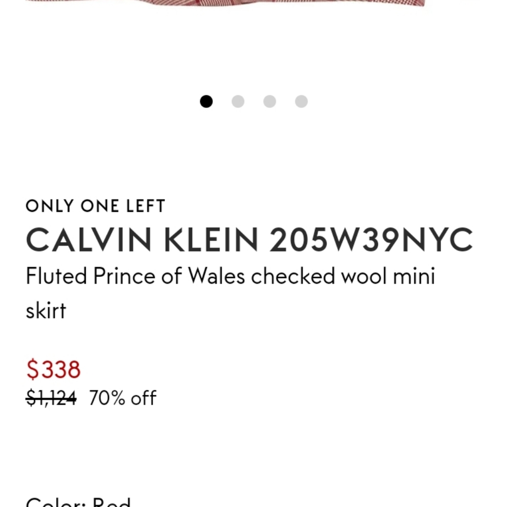 CALVIN KLEIN 205W39NYC Fluted Prince of Wales Red Plaid Mini Skirt It 44 - Picture 14 of 16